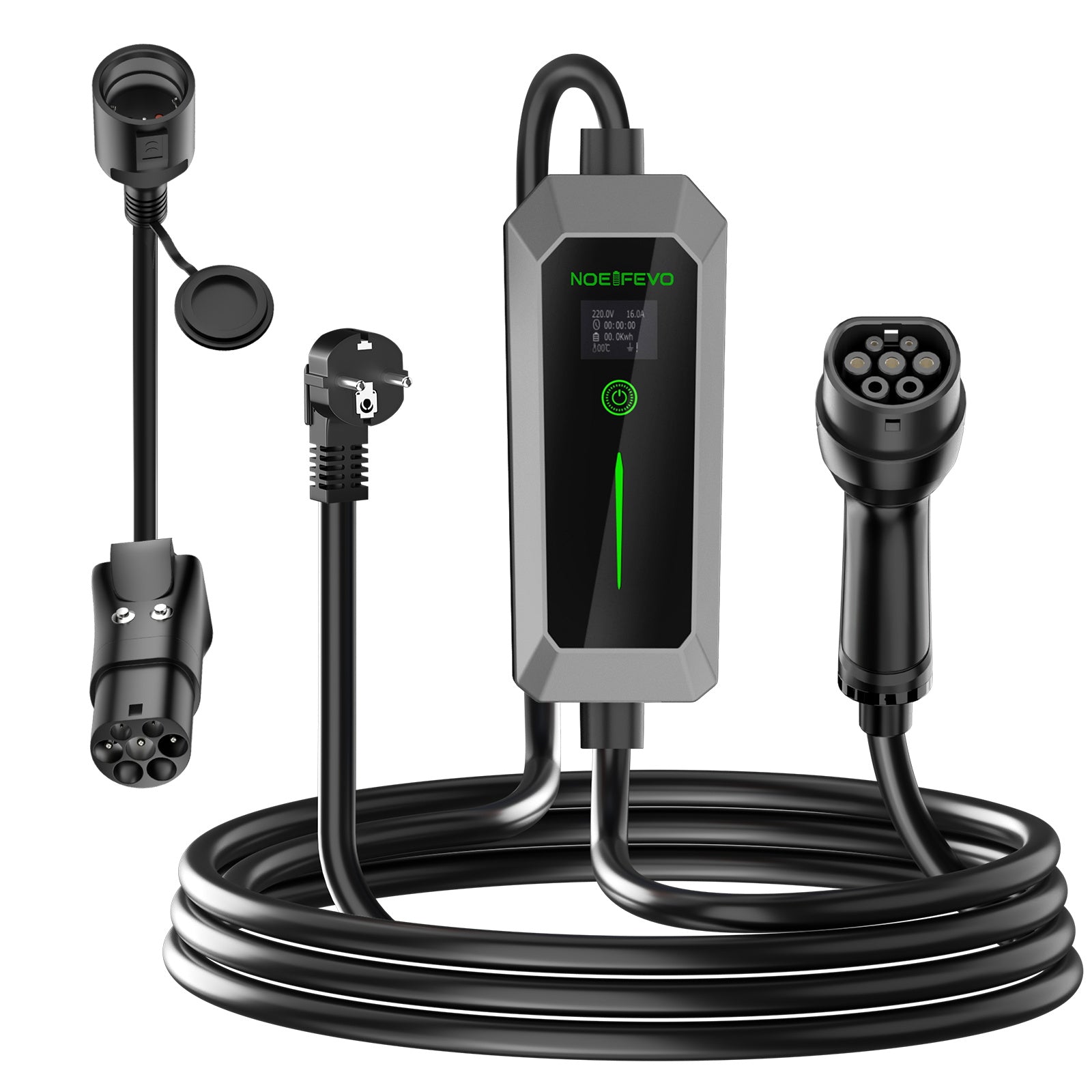 NOEIFEVO Caricabatterie EV da 3,5 kW tipo 2 a Schuko, 5/10 metri Cavo di ricarica EV impermeabile per uso esterno