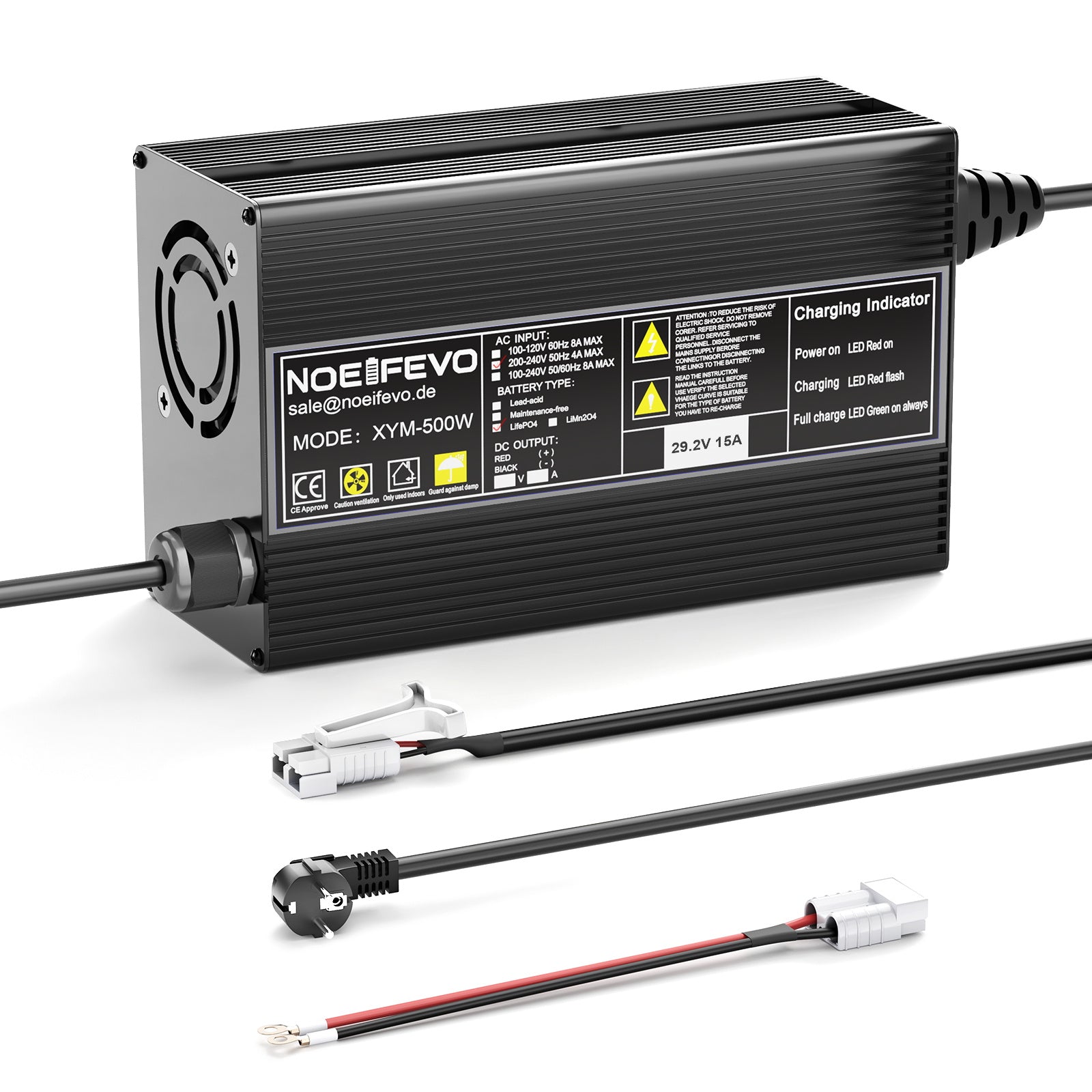 Noeifevo 29.2V 15A LiFePO4 Akku Ladegerät für 24V 25.6V LiFePO4 Batterie