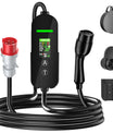 NOEIFEVO Typ2 Mobile Wallbox/Ladestation 11 kW 3-Phasen, 6-16 A Einstellbarer Ladestrom, 1-12 Stunden Verzögerungs-Ladung, CEE 16A auf Typ2 Tragbarer EV-Ladegerät mit 5m Ladekabel, Für alle Typ2 EV & PHEV