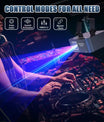 Laser-scene-projektor med RGB-laserskanningseffekter, LED-interiørbelysning for scene – ideell for DJs, diskotek, bursdag- og bryllupsfester. Støtter DMX512 og lydaktiv drift
