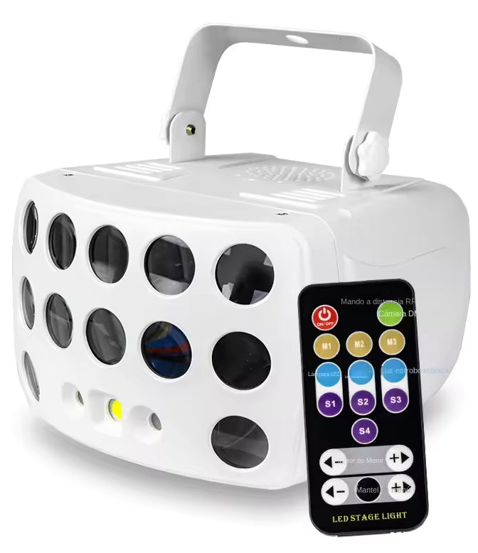 3-in-1 DMX RGBW -juhdevalo, LED-laserstroboskooppi, disco DJ -beam-spot-lavavalo, tanssiklubi- ja hääperhonenvalo