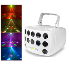 3-in-1 DMX RGBW -juhdevalo, LED-laserstroboskooppi, disco DJ -beam-spot-lavavalo, tanssiklubi- ja hääperhonenvalo
