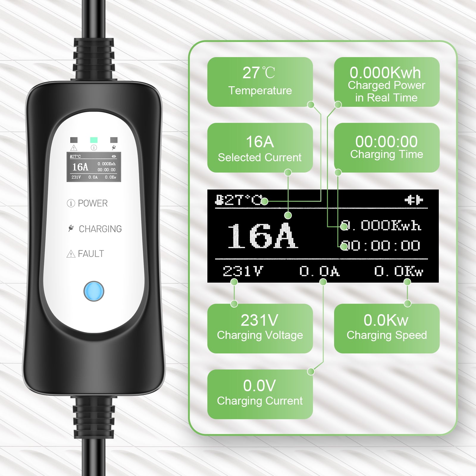 Tragbares 3.6KW 16A EV-Ladegerät, 5/10Meter mobiles Typ2/Typ1 zu Schuko EV Ladekabel