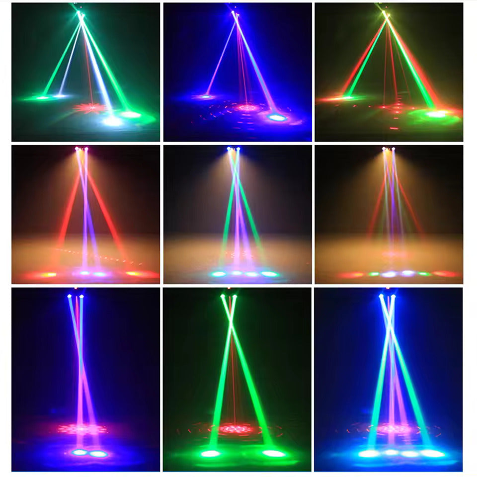 36W Disco-Licht 2-Arm LED Moving Head RGBW Partylicht mit Bienenauge, DMX512 Beam Bühnenbeleuchtung für Nachtclub, Bar, KTV