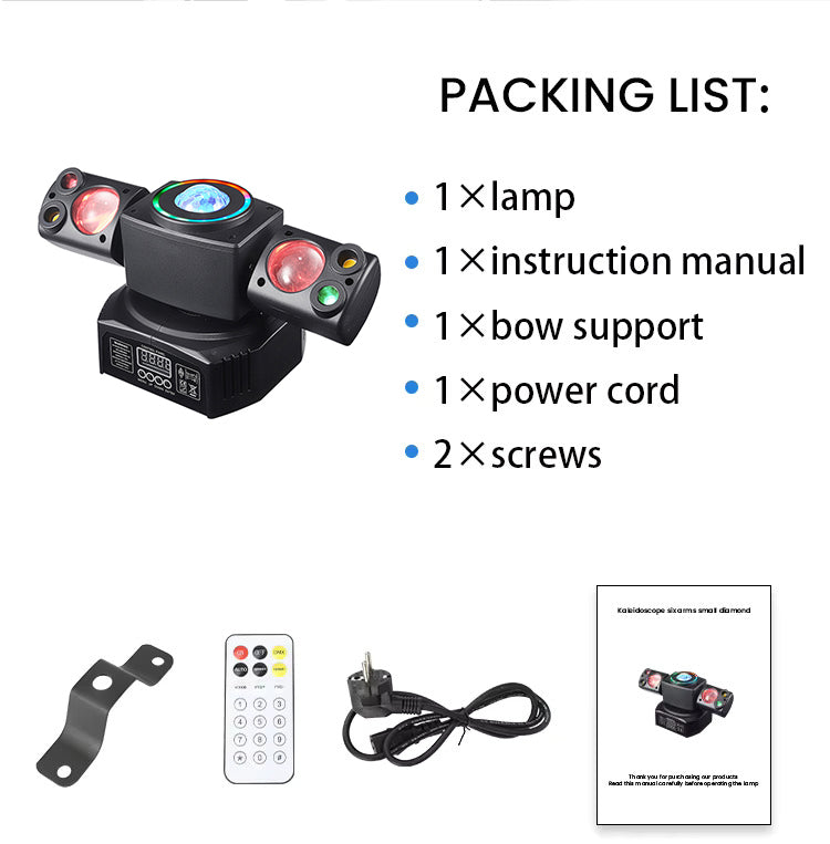 60W Moving Head Partylicht, 2-Arm RGBW Beam Disco-Partylicht mit Fernbedienung, DMX512 Bühneneffekt DJ-Licht für Veranstaltungen, Club, Weihnachten