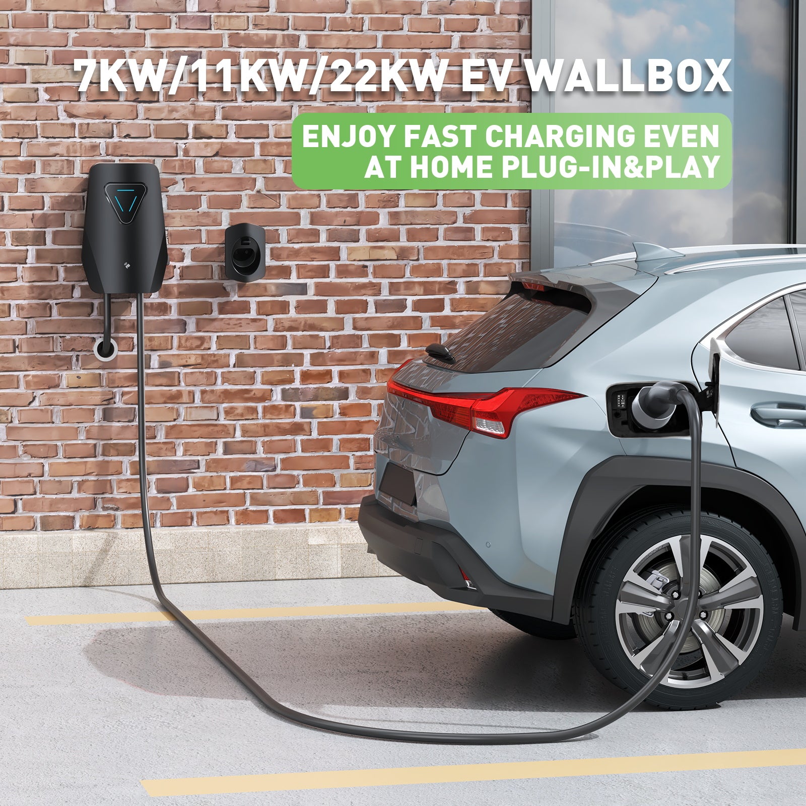 Noeifevo Q5 7KW 11KW 22KW EV Wallbox ladestation, 5M opladningskabel vandtæt