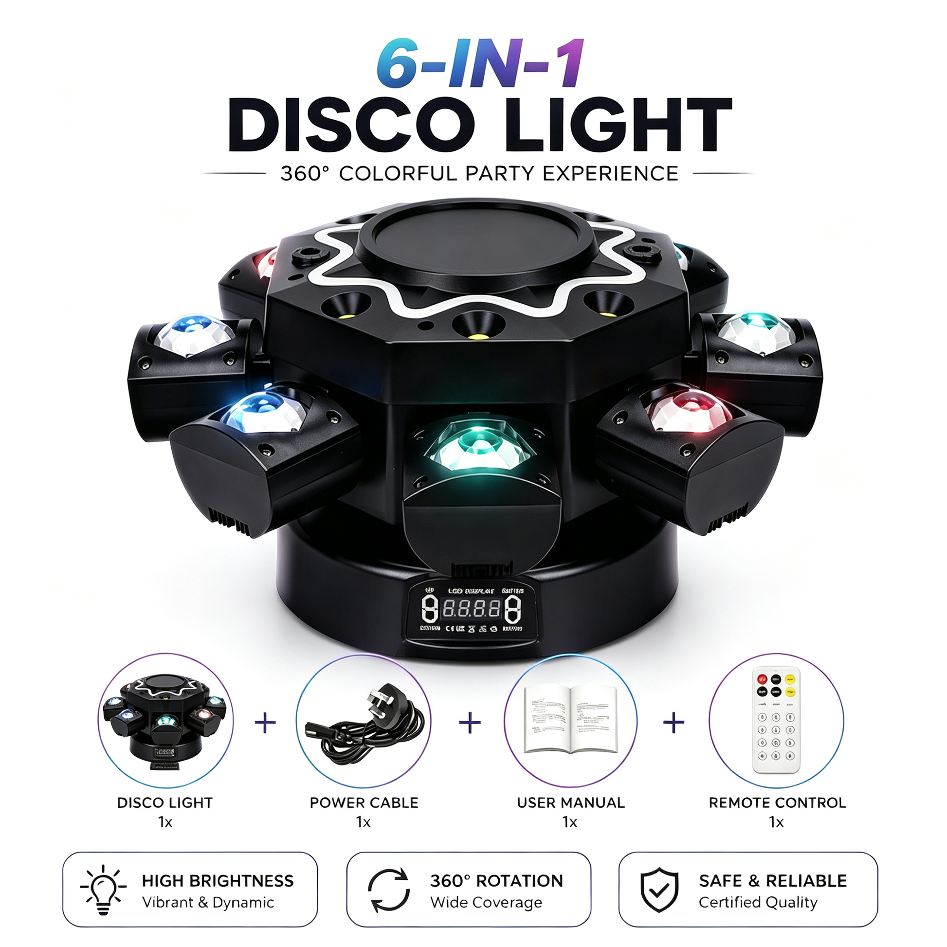 150W 8-Arm RGB Laser Moving Head Licht DJ Party Bühnenlicht, mit Fernbedienung, DMX512 Disco Licht für Party Konzert Bar Feiertage