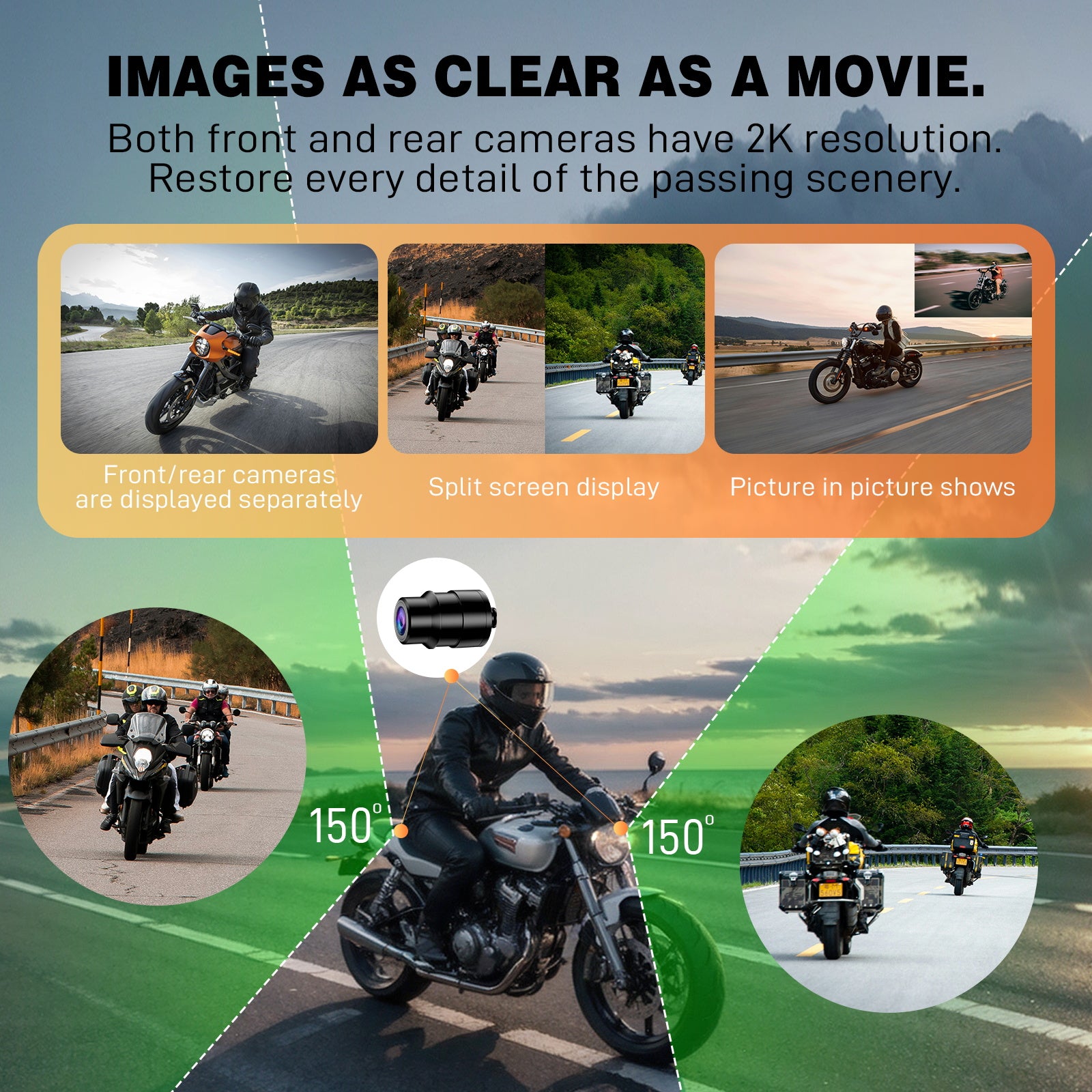 NOEIFEVO MT9B motocyklový Carplay displej s funkcí detekce mrtvého úhlu, bezdrátové CarPlay a Android Auto, přenosný vodotěsný 6,3palcový dotykový displej, vylepšený duální Bluetooth, navigace
