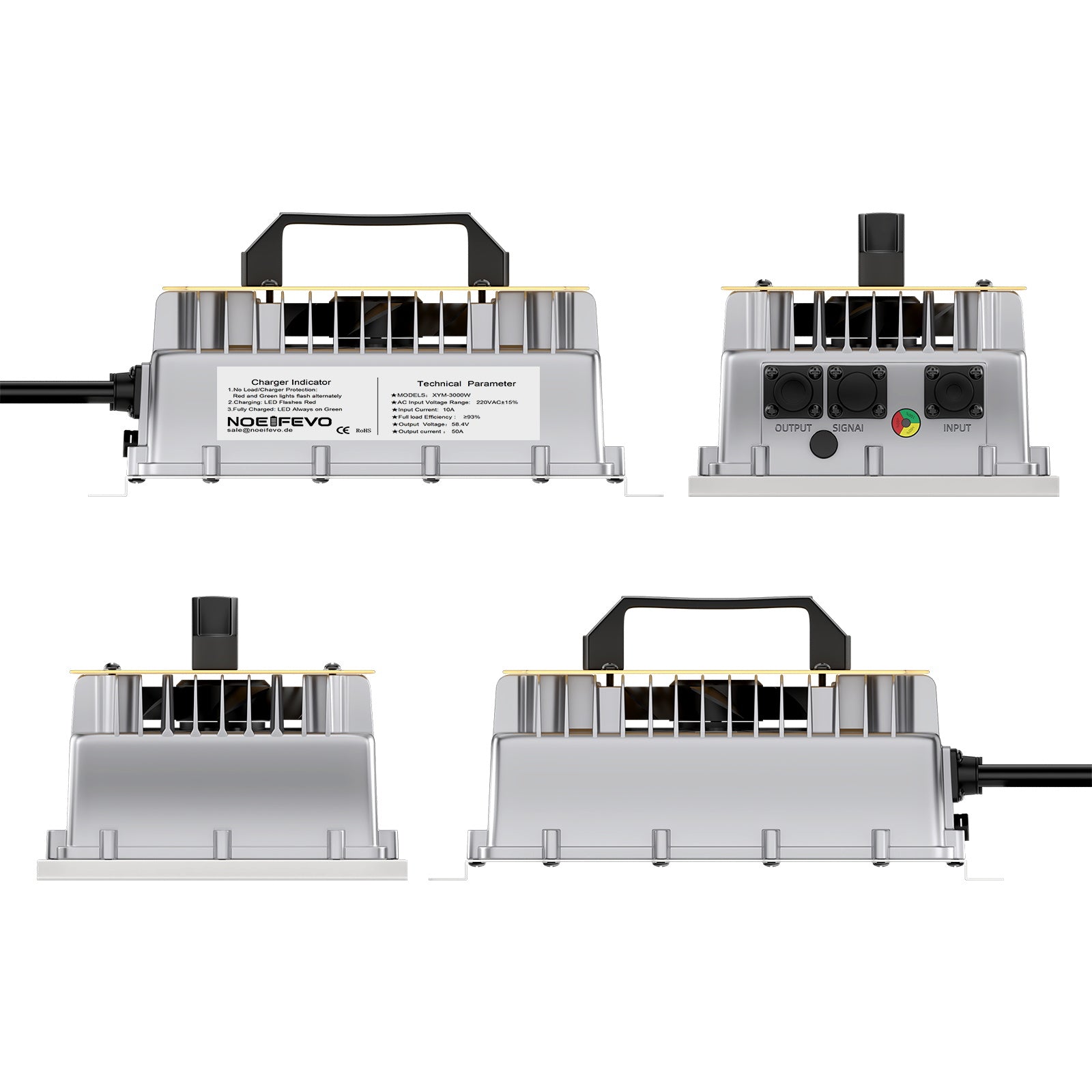 NOEIFEVO 58.4V 50A LiFePO4 Akku Ladegerät für 51.2V(48V) 16S LiFePO4 Batterie, wasserdicht, 0V BMS Aktiviert