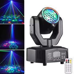 36W juhlavalo, liikkuva valoheittimellä ja valonsädemallilla, RGB-täysväri, DMX-ohjaus, ääniohjaustila, stroboskooppiefekti, sopii DJ:ille, discoteekkeihin, kotijuhliin ja jouluun.