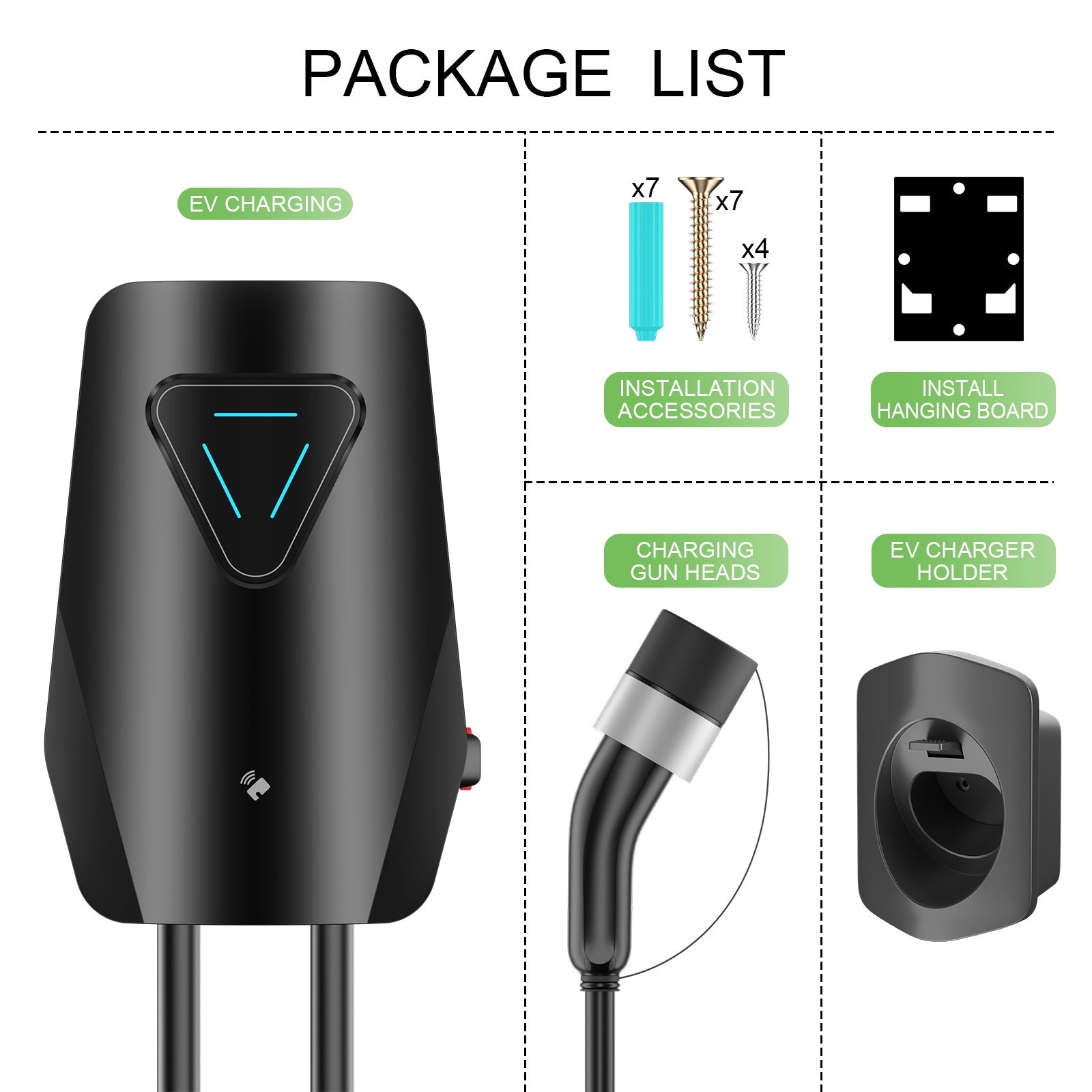 Noeifevo Q5 7KW 11KW 22KW EV Wallbox Latausasema, 5M Latauskaapeli vesitiivis