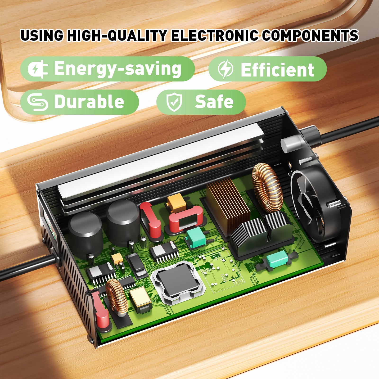 NOEIFEVO 60V 63V 17S 15A Lithium-batterioplader, Udgangsspænding 71,4V, Strømindstilling 1-15A, langsom opladning og hurtig opladning (MLC1300)