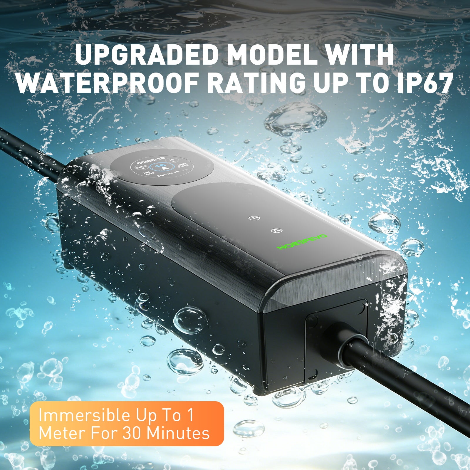 NOEIFEVO CY01 Typ 2 latauskaapeli Schuko 220V, 3,7kW mobiili seinälatauslaite sovelluksella, 6–16A 1-vaiheinen latauskaapeli sähköautoille (IEC 62196-2) & PHEV:ille