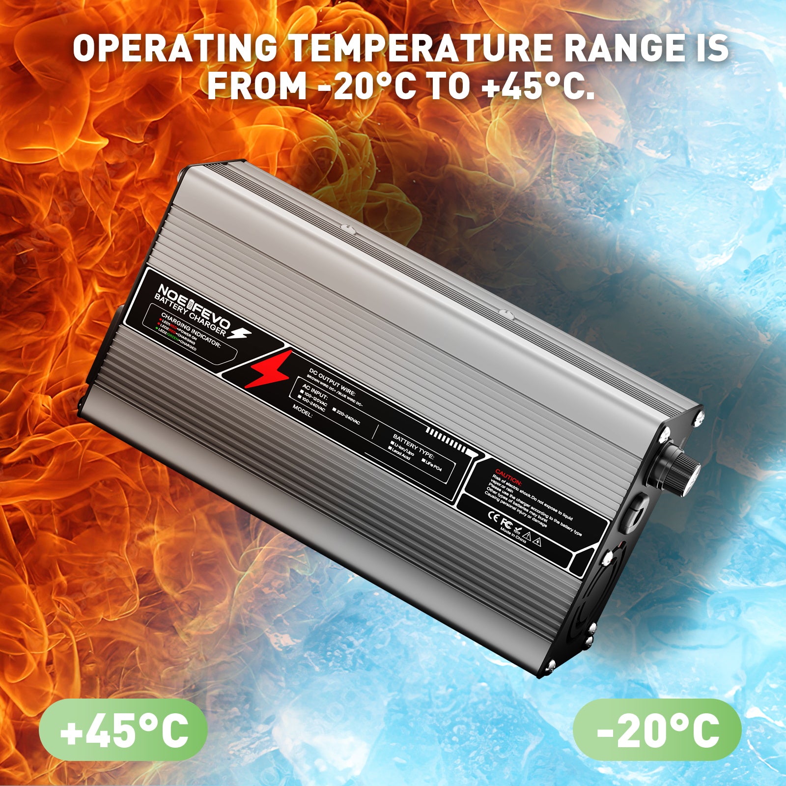 NOEIFEVO 79,8 V 5 A Lithium-Batterieladegerät für 70,2 V 19S-Batterie, automatische Abschaltung, Aluminiumgehäuse, mit Lüfter (Silber)