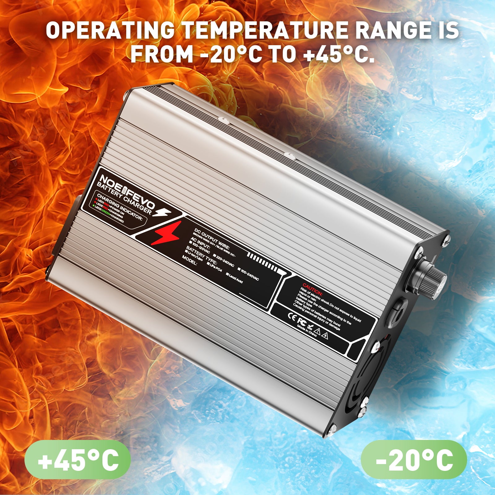 NOEIFEVO 27.6V-29.4V 2A 4A 5A  Blei-Säure-Batterieladegerät für 24V Blei-Säure Batterie, Kühlventilator, automatischer Abschaltung