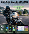 NOEIFEVO MT9B motocyklový Carplay displej s funkcí detekce mrtvého úhlu, bezdrátové CarPlay a Android Auto, přenosný vodotěsný 6,3palcový dotykový displej, vylepšený duální Bluetooth, navigace