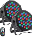 2er-Pack RGB LED Par Strahler, 36 LED Bühnenlicht Partylicht mit Fernbedienung, Discolicht Scheinwerfer Bunt Beleuchtung für Moving Head DJ Party Show Bar Nebelmaschine Halloween Weihnachten