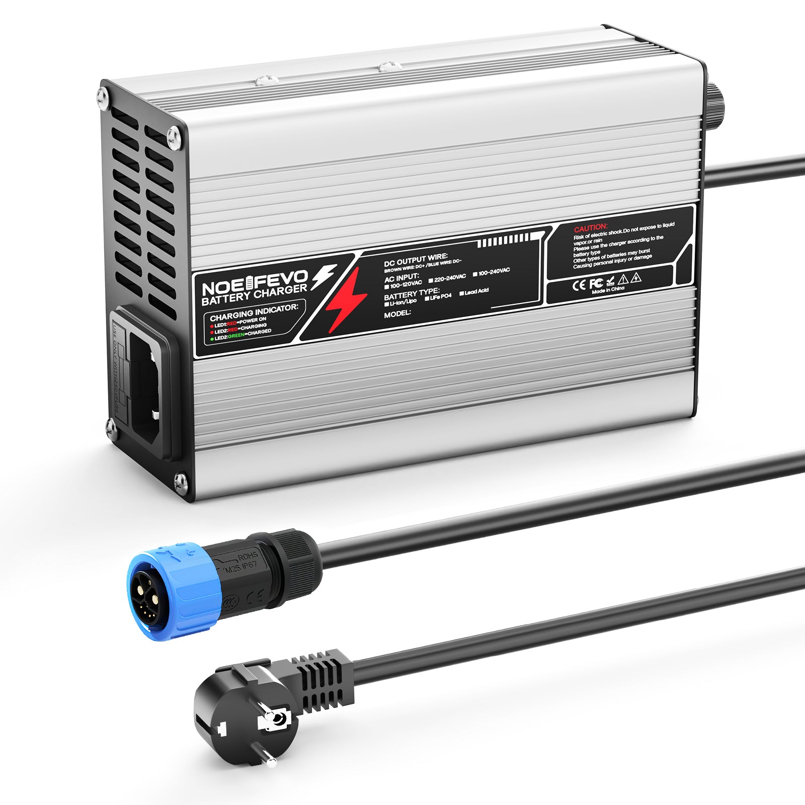 NOEIFEVO 12,6V 10A cargador de litio para baterías 3S 11,1V Li-Ion Lipo, con ventilador de refrigeración y apagado automático.
