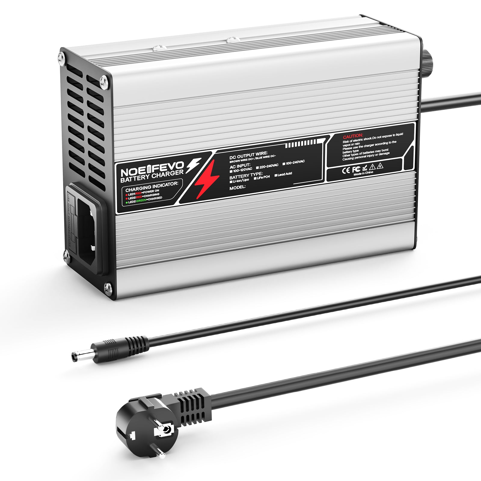 NOEIFEVO 27.6V-29.4V 2A 4A 5A Loodzuur Acculader voor 24V Loodzuuraccu, Koelventilator, Automatische Uitschakeling