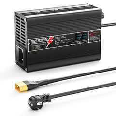 נטען ליתיום NOEIFEVO 75.6V 4A לסוללת Li-Ionen Lipo 18S 66.6V לאופניים חשמליים וסקוטר, תצוגת LED, גוף אלומיניום.