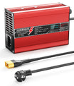 NOEIFEVO 50.4V 2A 2.5A 3A litiumladdare för 12S 44.4V Li-Ion Lipo-batterier, kylfläkt, automatisk avstängning(RED)