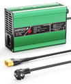 NOEIFEVO 37.8V  2A 3A 3.5A 4A מטען ליתיום עבור סוללות 9S 33.3V Li-Ion Lipo, מאוורר קירור, כיבוי אוטומטי (ירוק).
