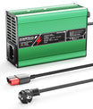 NOEIFEVO 37.8V  2A 3A 3.5A 4A מטען ליתיום עבור סוללות 9S 33.3V Li-Ion Lipo, מאוורר קירור, כיבוי אוטומטי (ירוק).
