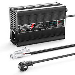 NOEIFEVO 36.5V 2A LiFePO4 Carregador de bateria para bateria 10S 32V LiFePO4, com visor LCD, ventilador de refrigeração, desligar automático