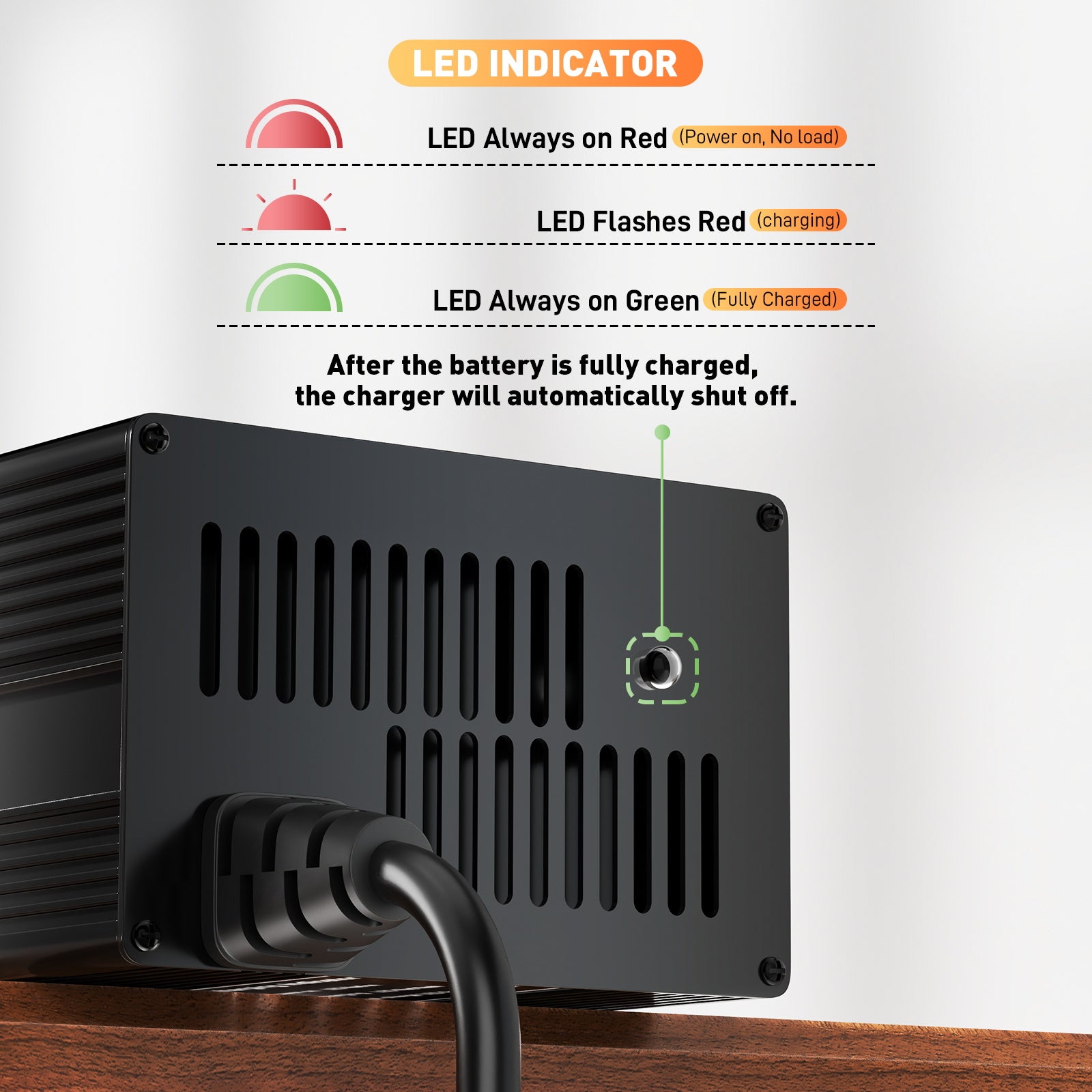Noeifevo 29.2V 15A LiFePO4 akkulaturi 24V 25.6V litiumakulle, 0V BMS aktivointi, automaattinen sammutus täydellä suojalla
