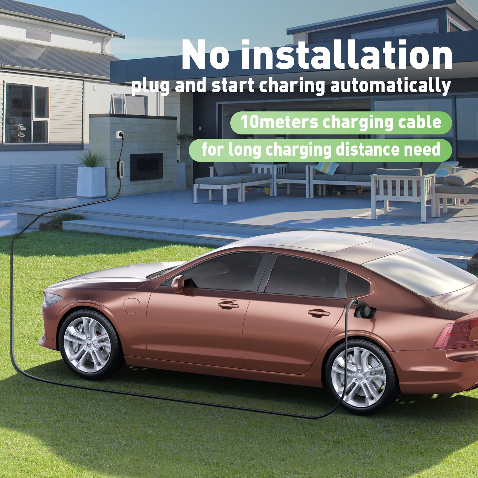 NOEIFEVO F072 3,68 kW Typ 2 Mobile Wallbox mit Reiseadapter, EV-Ladegerät mit Haushalts-Schukostecker für Elektrofahrzeuge, 6 A bis 16 A einstellbarer Strom, 6 m/11 m Typ 2 Stecker auf Typ 2 Buchse Ladekabel