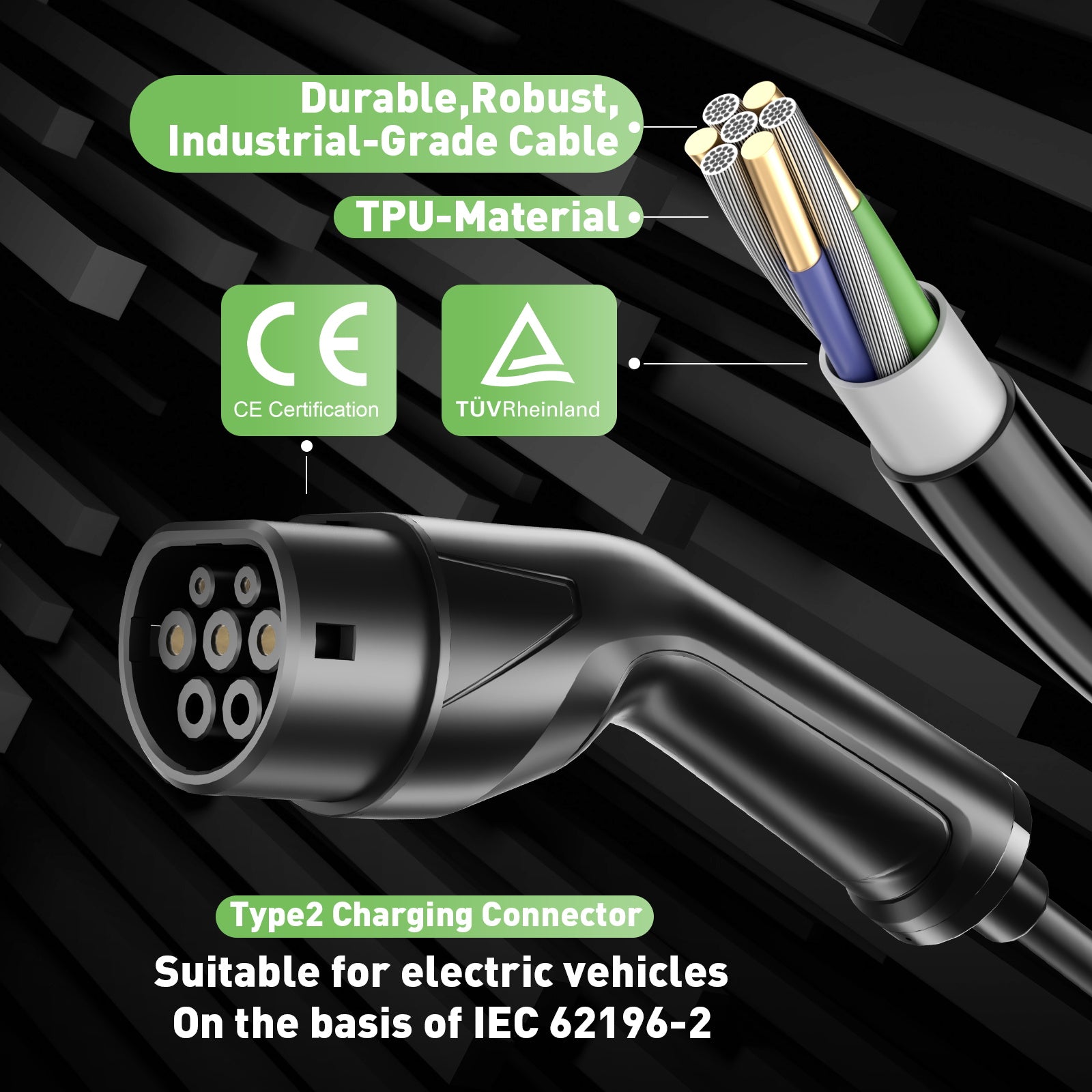 NOEIFEVO F095 Typ 2 Zu Schuko EV Ladekabel für Elektrofahrzeug , 3.5KW 6A bis 16A einstellbarer Strom, 3m/5m/10m