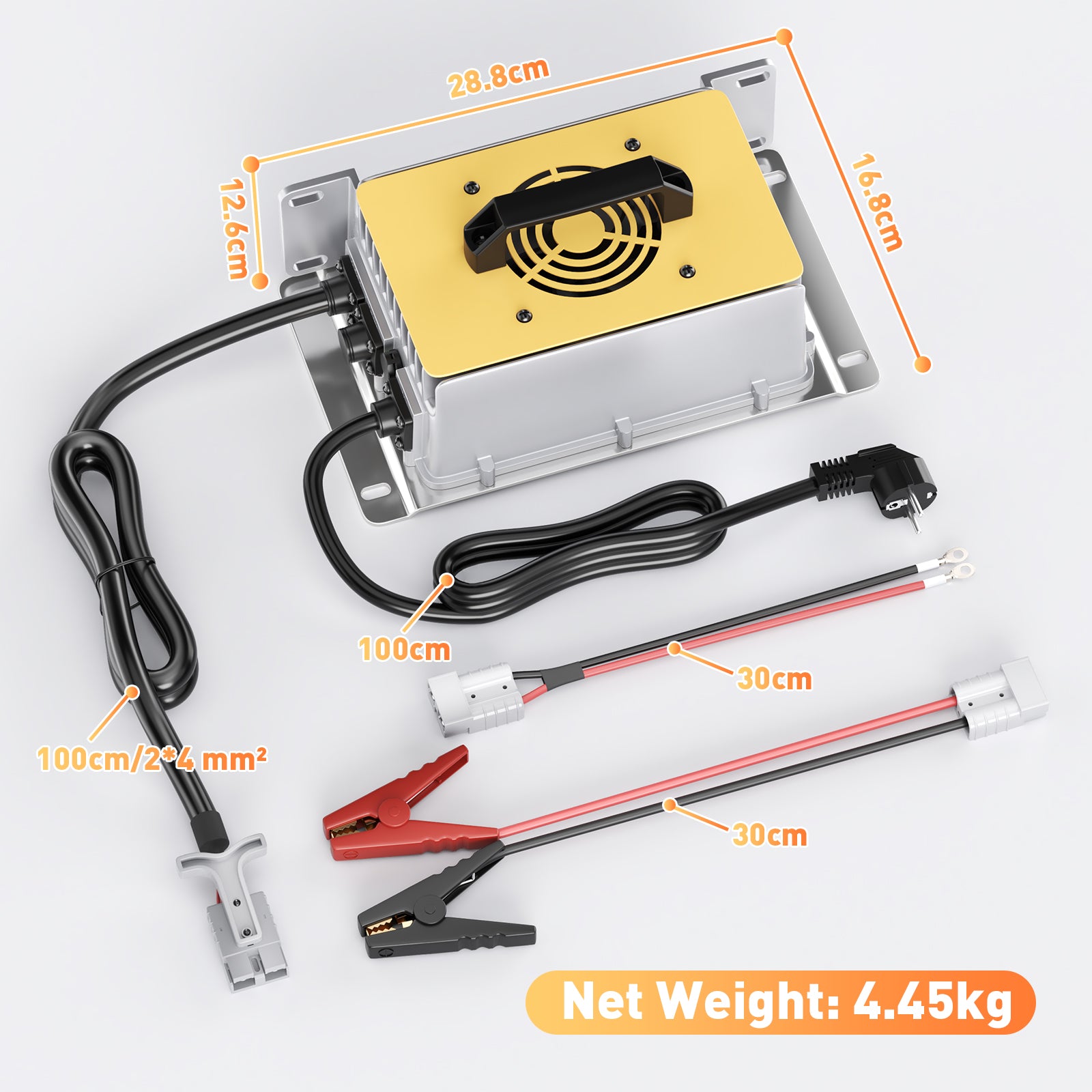 NOEIFEVO 58.4V 30A LiFePO4 batteriladdare för 51.2V(48V) 16S LiFePO4 batteri, vattentät, 0V BMS Enabled