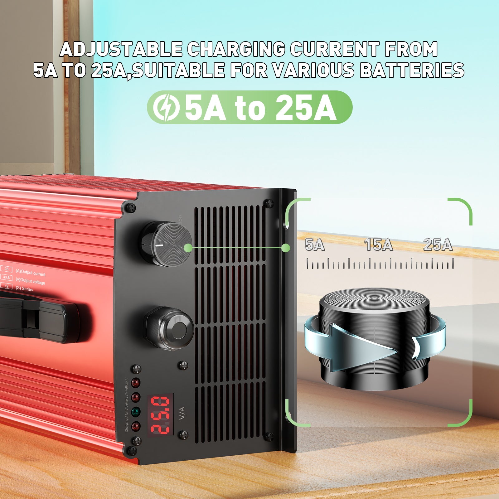 Noeifevo 73V 25A LiFePO4 nabíječka baterií pro 64V (60V) 20S LiFePO4 lithiumovou baterii, pro RVS lodě, golfové vozíky, domácí systémy ukládání energie