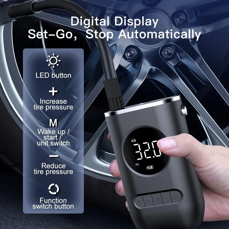 NOEIFEVO Auto Luftpumpe Tragbare Mini Selbstfahrende Elektrische Reifenpumpe Handheld Drahtlose Digitalanzeige Ladepumpe