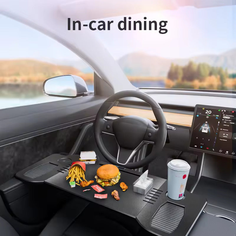 Draagbare tafel voor Tesla Model 3 / Y / S – stuurtafel voor laptop, inklapbare fronttafel om te werken en te eten (77,5 × 30 cm)