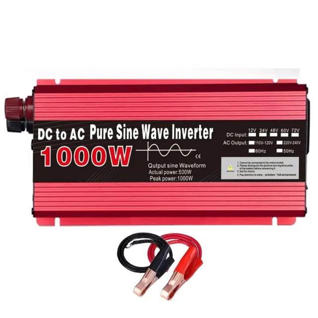 12 V zu AC 220 V reiner Sinus-Wechselrichter, 1000W, 1600W, 2200W, 3000W tragbarer Stromversorgungskonverter, Auto-Solar-Wechselrichter