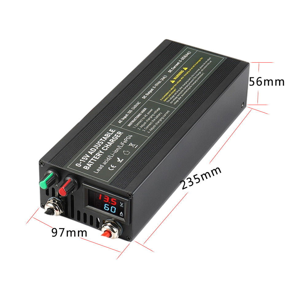 NOEIFEVO Batteriladdare med justerbart spännings- och strömområde 0-15V 1-60A/85A, kompatibel med 3.7V, 6V, 12V litium, LiFePO4 och blybatterier