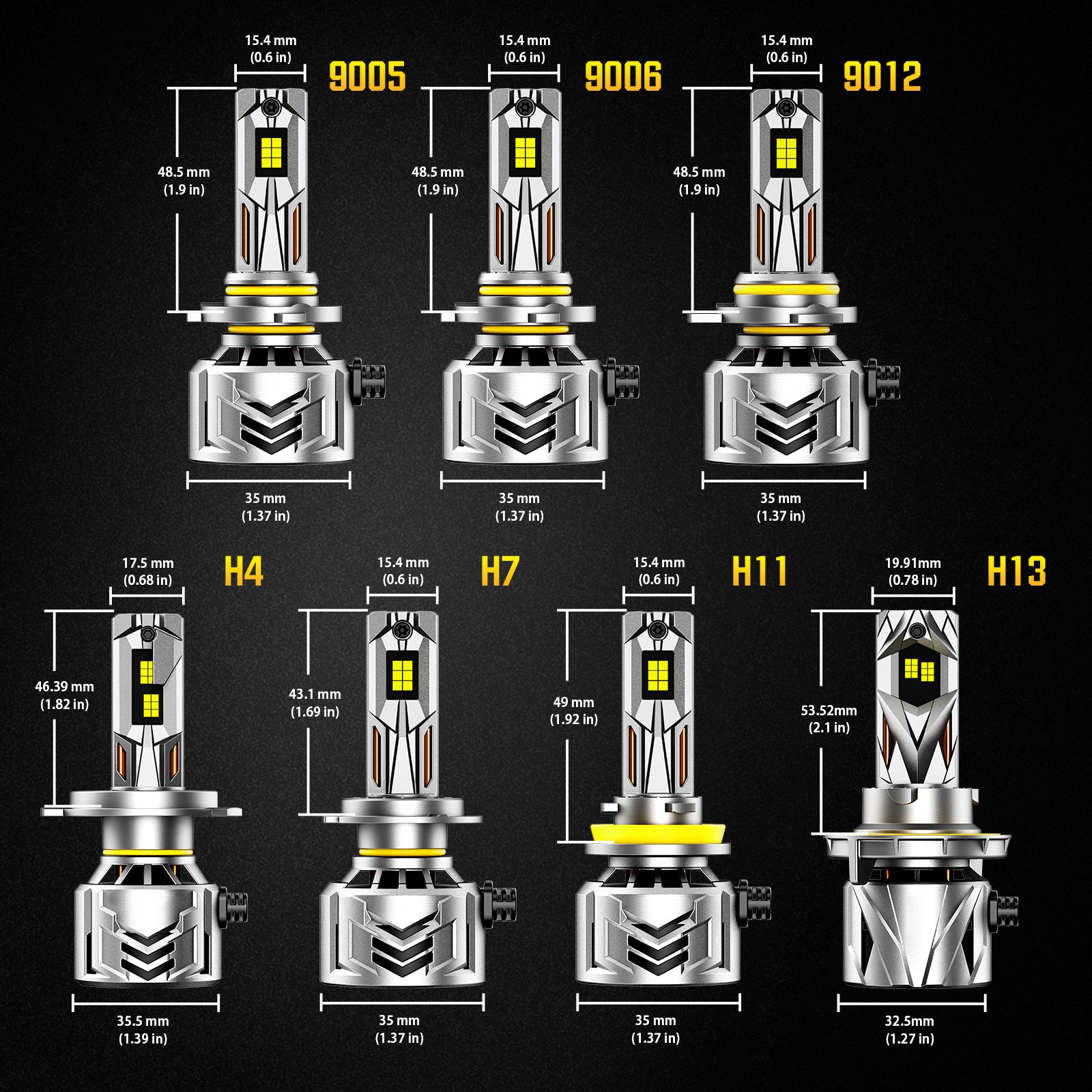 NOEIFEVO 9005 9006 9012 LED-koplampen, 60.000 Lumen, 240W, 6500K wit, IP68 waterdicht, 100.000 uur levensduur, dim- en grootlicht