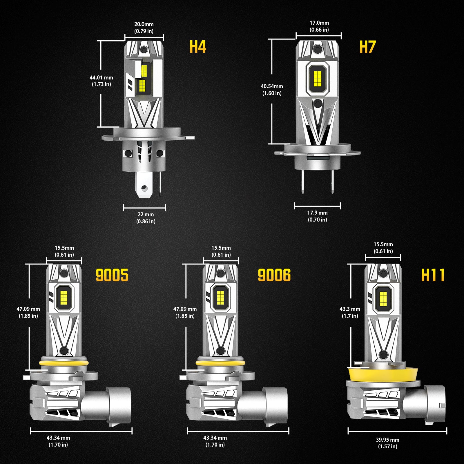 NOEIFEVO H7 H11 H4 9005 9006 Ajovalopolttimot, 80W 12V, 6500K Valkoinen, Kaukovalot ja Lähivalot, 2 Kpl Autovalot