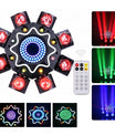 150W 8-Arm RGB Laser Moving Head Licht DJ Party Bühnenlicht, mit Fernbedienung, DMX512 Disco Licht für Party Konzert Bar Feiertage