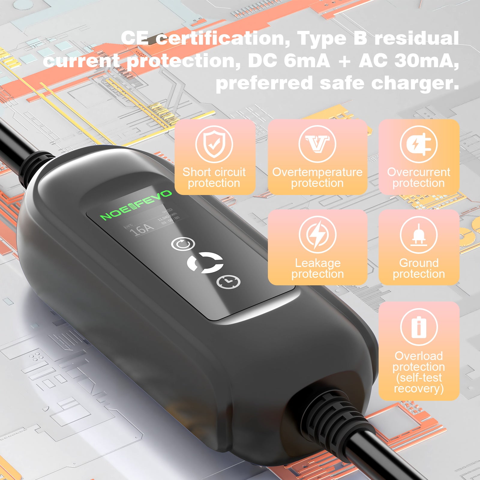 Ładowarka samochodowa Noeifevo 11KW, ładowarka EV Type2 do CEE16A z adapterem domowym, 5m/10/15m