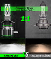 FATEEYE H7 LED -ajovalosarja 10000 lm 50 W kauko- ja lähivalo 6500 K valkoinen halogeeni (2 kpl)