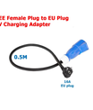 EV-Ladeadapter, CEE 32A blaue Steckdose zu Schuko Haushaltsstecker Adapter, für 7kW 32A EV-Ladegeräte.