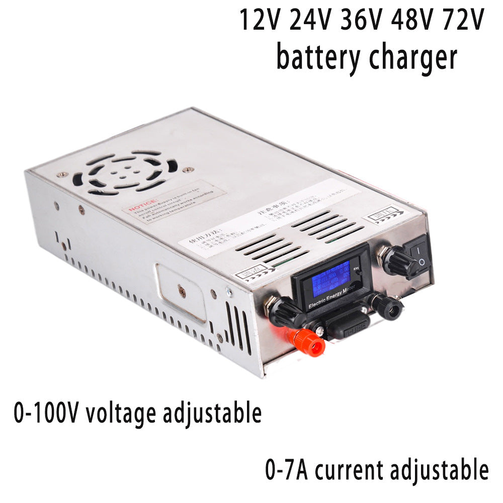 NOEIFEVO Justerbar spænding og strømområde 0-100V 1-7A batterioplader, Kompatibel med 3,7V 6V 12V lithium, LiFePO4 og bly-syre batterier