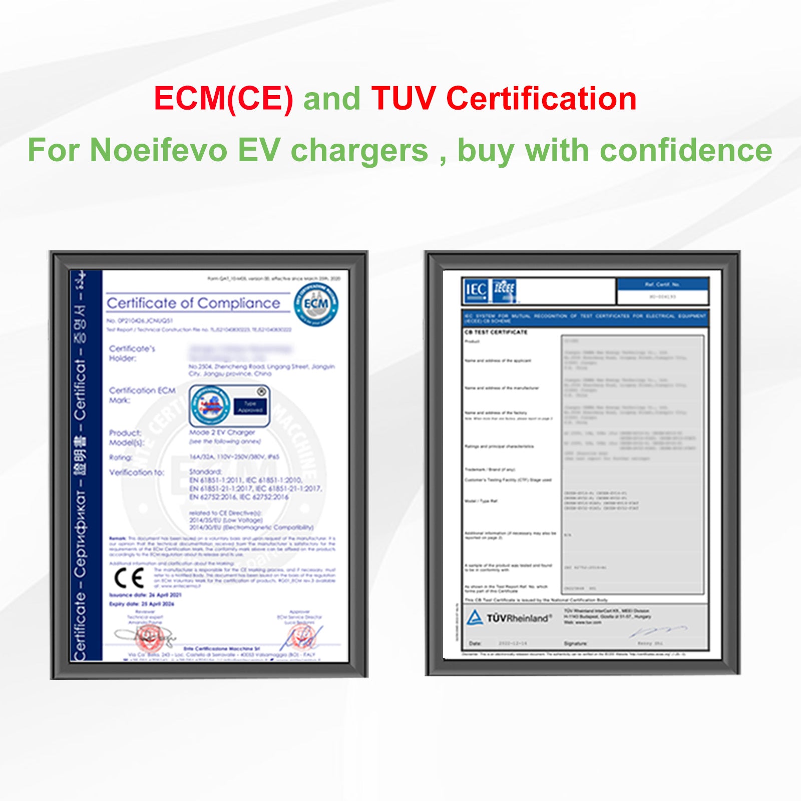 Noeifevo Type2 EV Oplaadstation Kit, 16A 3 Fase Elektrische Voertuig Lader, CEE 16A Mobiele EVSE Wallbox met 5Meters Kabel