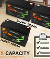 NOEIFEVO 12.8V 100Ah LiFePO4 Lithium Battery, 1280Wh Lithium Battery with 100A BMS, 4000+ charge cycles, with 14.6V 20A charger, perfect as power source for motorhome, boat.