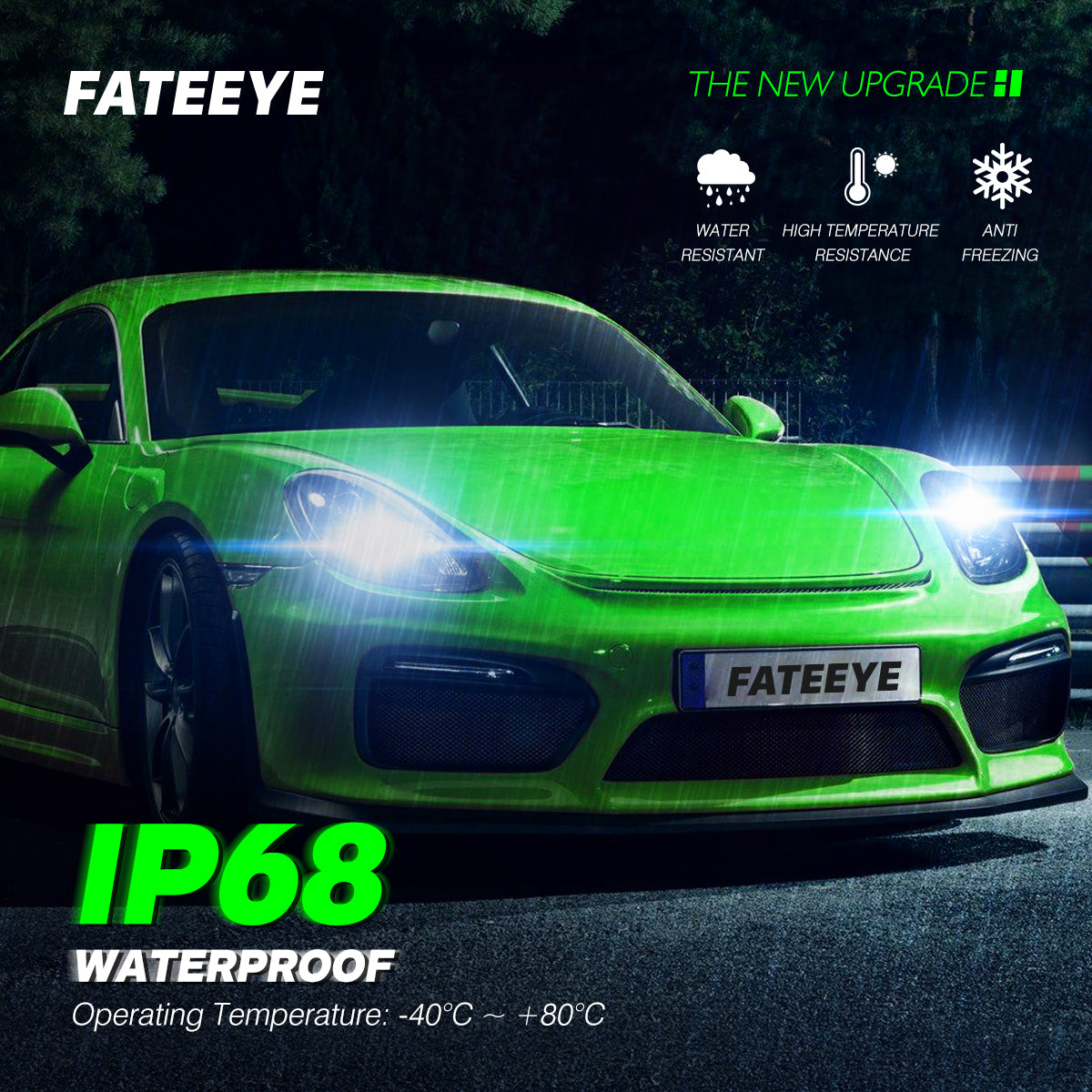 FATEEYE H7 LED -ajovalosarja 10000 lm 50 W kauko- ja lähivalo 6500 K valkoinen halogeeni (2 kpl)