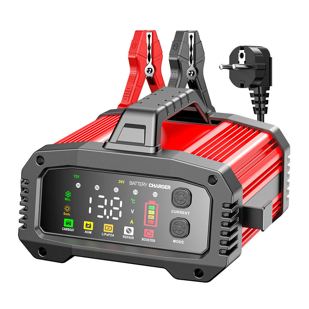Caricabatterie da 25A per Auto, Caricabatterie 12V 25A 24V 15A per Batterie al Piombo-Acido AGM LiFePO4, Caricabatterie per Veicoli, Caricabatterie Intelligente per Auto, Camion, Moto, Tosaerba
