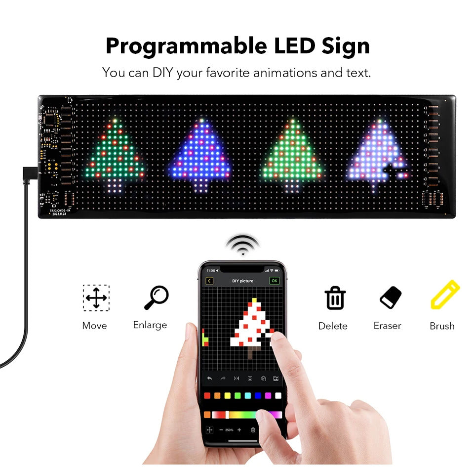 NOEIFEVO automobilové světlo LED oči pro nákladní vozy, programovatelný LED běžící textový displej pro automobily a nákladní vozy, text, graffiti, unikátní světlo s vozidlovou emblémou