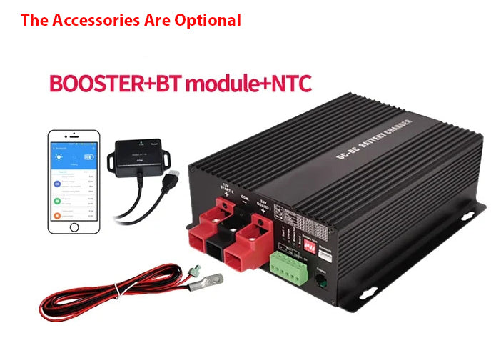 NOEIFEVO 12V 30A DC till DC smart laddare med booster, stöd för Bluetooth-app, för LiFePO4-batteri, litiumbatteri, blysyra AGM